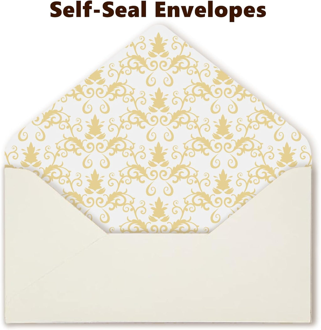 XXINMOH 90 Piece Stationery Set - 60 Vintage-Style Paper Sheets + 30 Envelopes, Gold Border Letter Writing Paper for Love Letters & Party Invitations