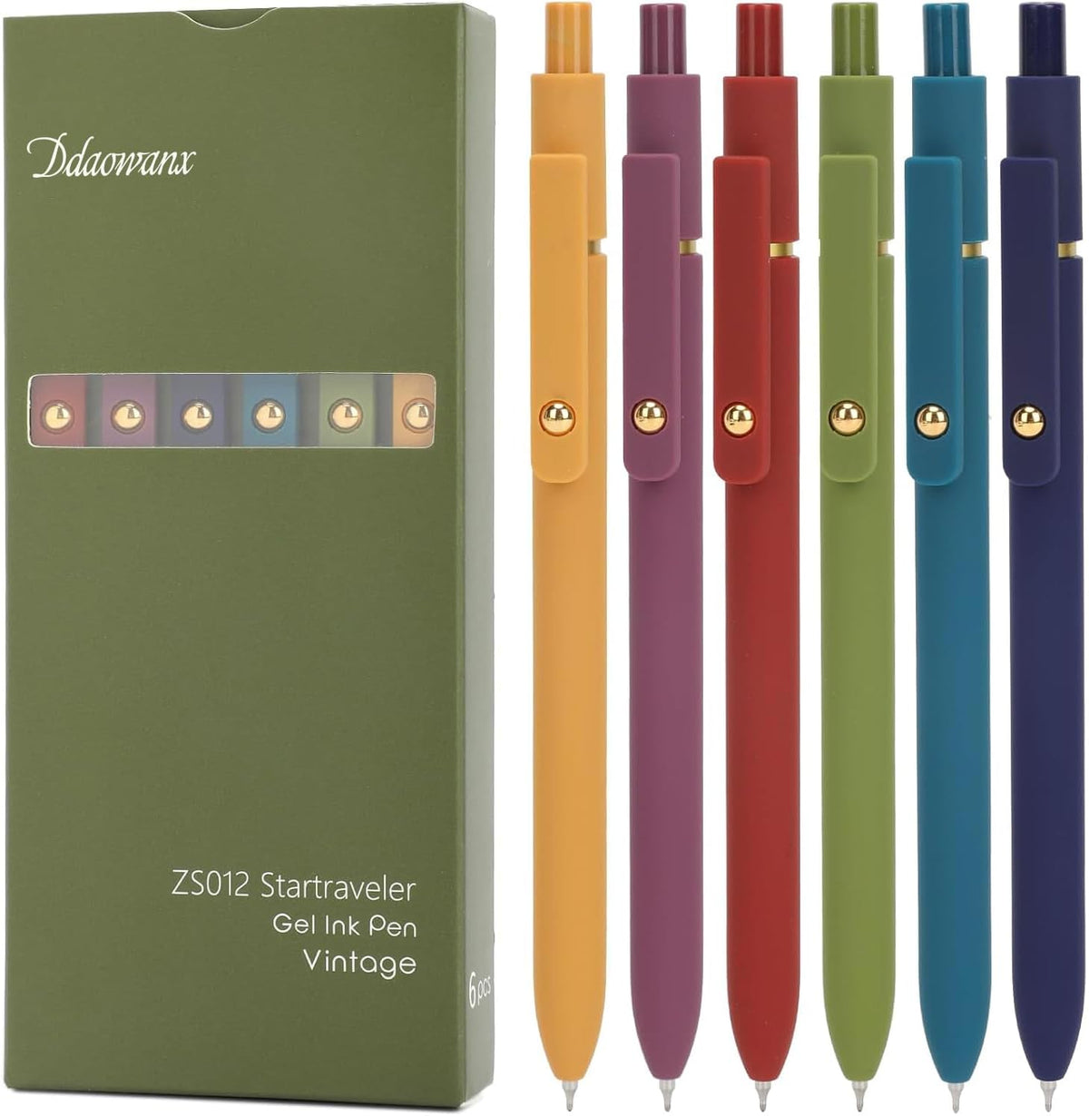 Ddaowanx Gel Pens,6 Pcs 0.5mm Retractable Quick Dry Black Ink Pens