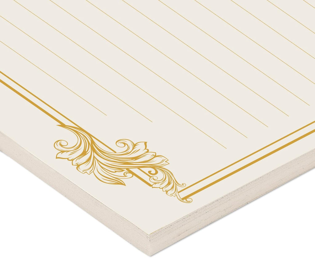 XXINMOH 90 Piece Stationery Set - 60 Vintage-Style Paper Sheets + 30 Envelopes, Gold Border Letter Writing Paper for Love Letters & Party Invitations