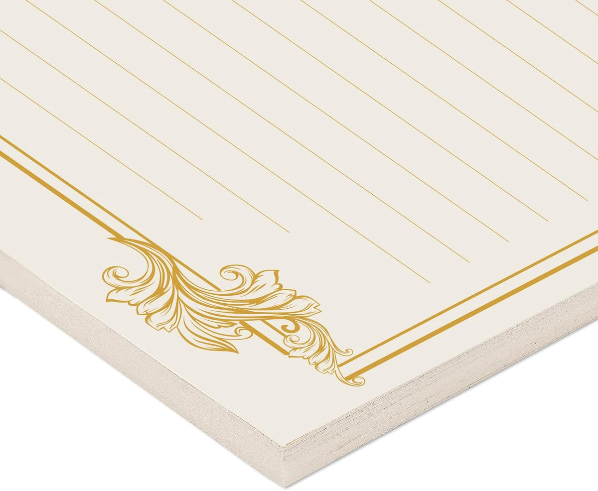 XXINMOH 90 Piece Stationery Set - 60 Vintage-Style Paper Sheets + 30 Envelopes, Gold Border Letter Writing Paper for Love Letters & Party Invitations