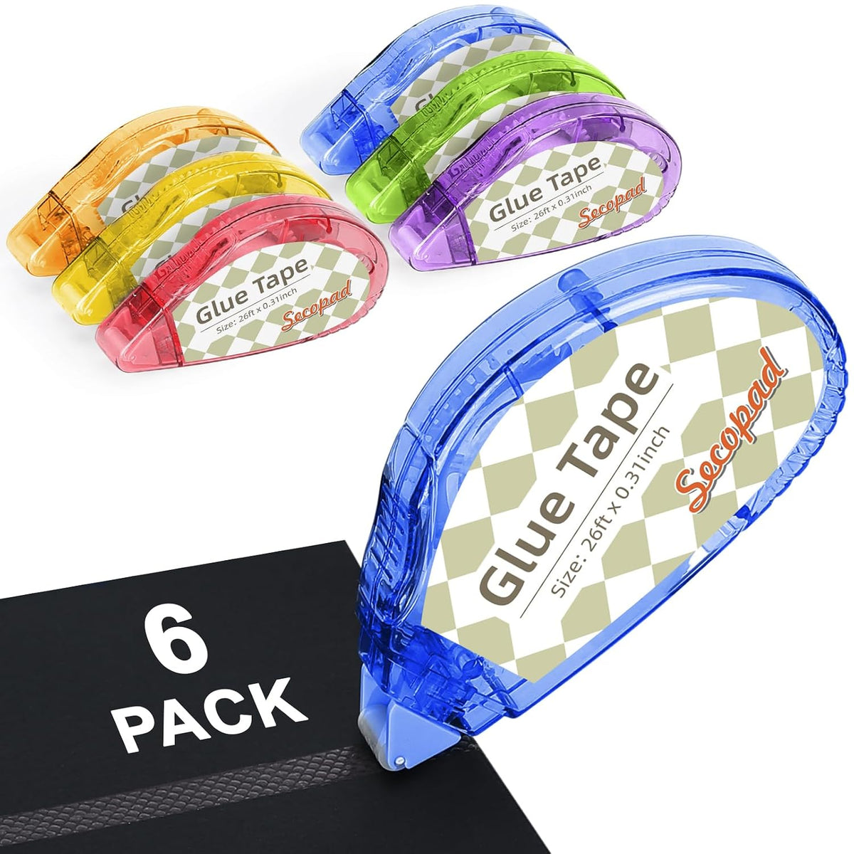 Secopad Scrapbook Tape, Glue Tape for Crafts, 4 Pack, Light-Colored Shell