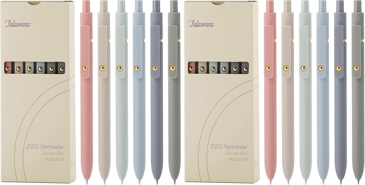 Ddaowanx Gel Pens,6 Pcs 0.5mm Retractable Quick Dry Black Ink Pens
