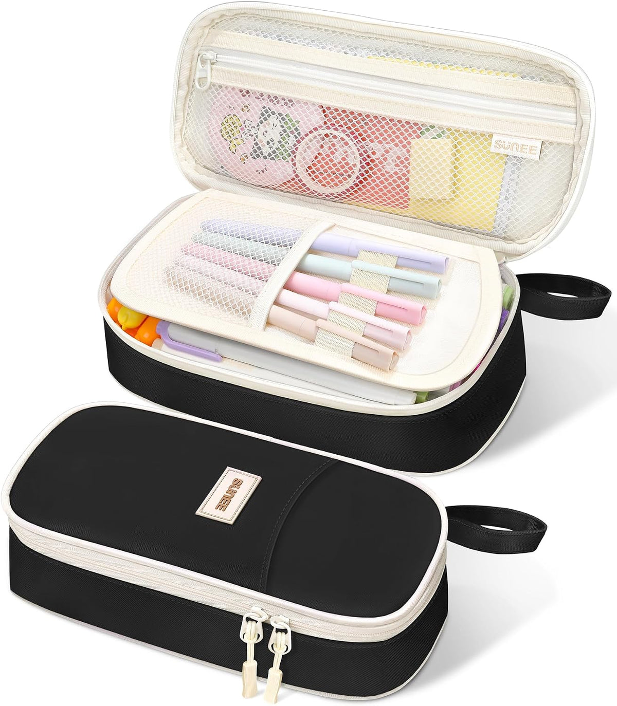 SUNEE Cute Pencil Case, Aesthetic Pen Pouch, Colored Large Pencil Bag with Zipper, Kawaii Stationery Storage and Organizer, School Supplies for Teen and Adult Girls, Blue