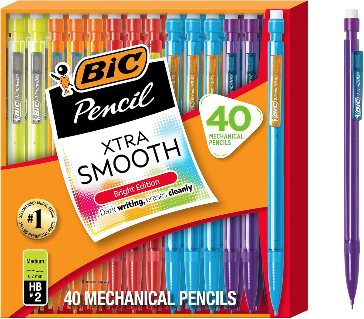 BIC Xtra-Smooth Mechanical Pencils, 0.7 mm Medium Point, 40-Count