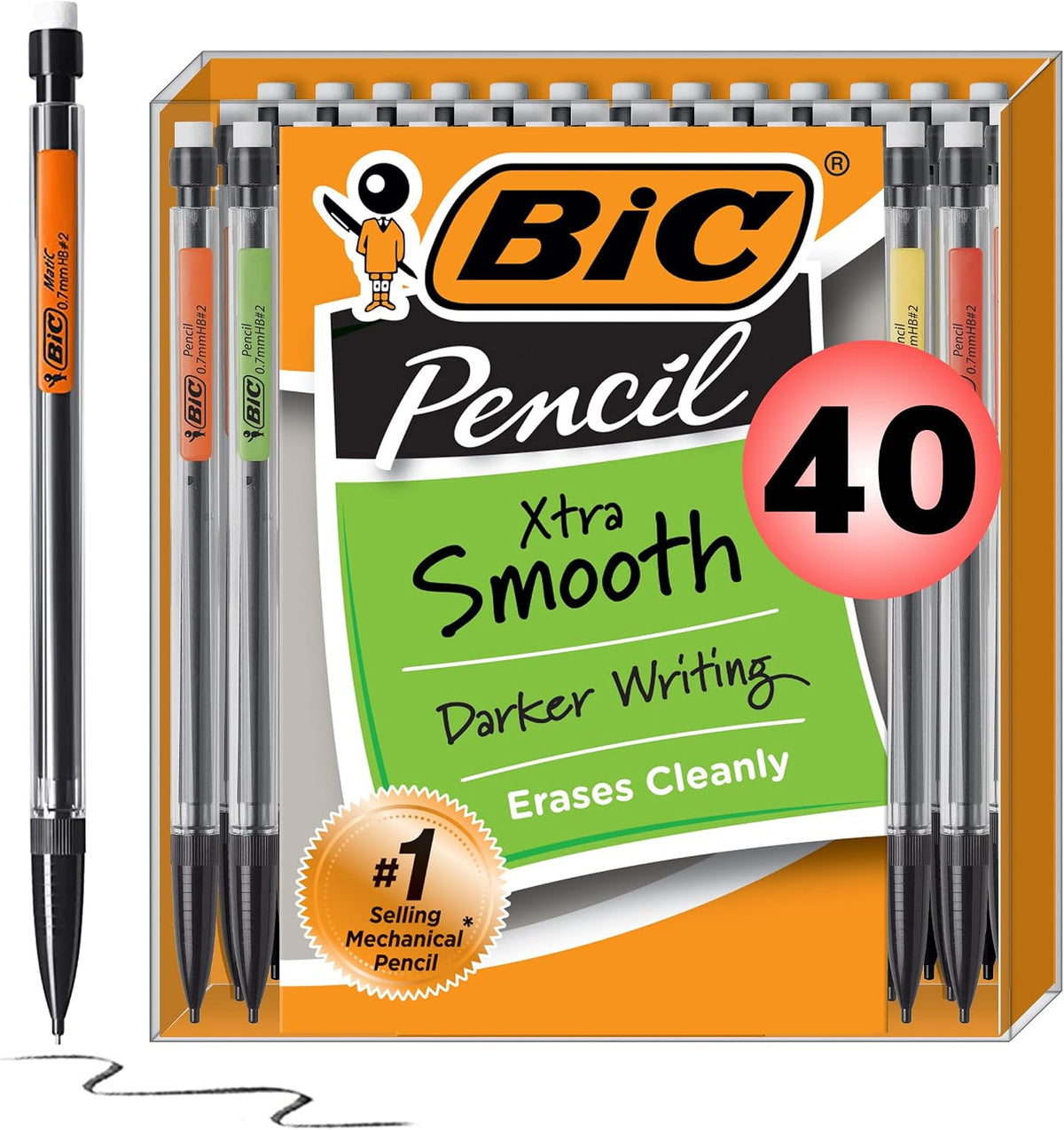 BIC Xtra-Smooth Mechanical Pencils, 0.7 mm Medium Point, 40-Count