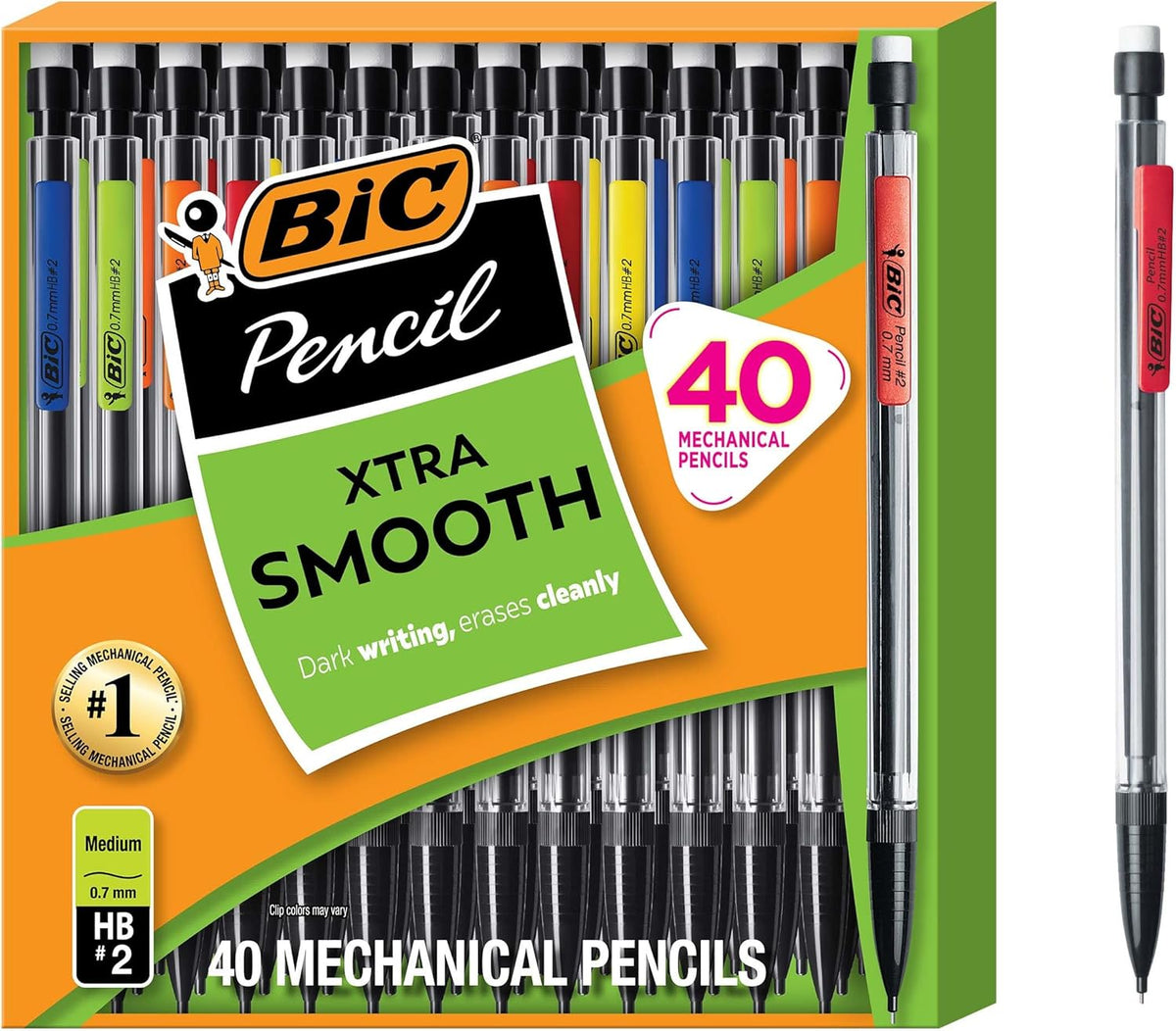 BIC Xtra-Smooth Mechanical Pencils, 0.7 mm Medium Point, 40-Count