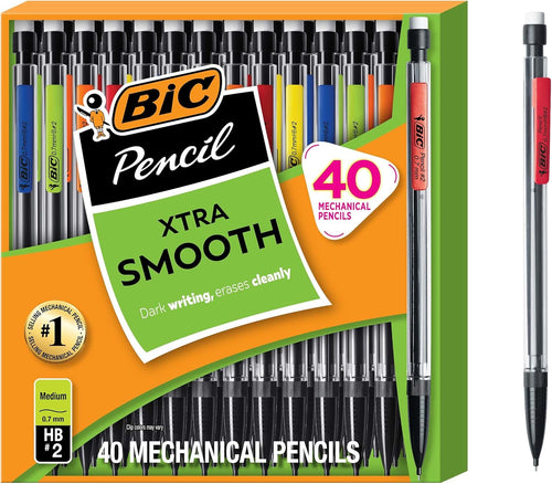 BIC Xtra-Smooth Mechanical Pencils, 0.7 mm Medium Point, 40-Count