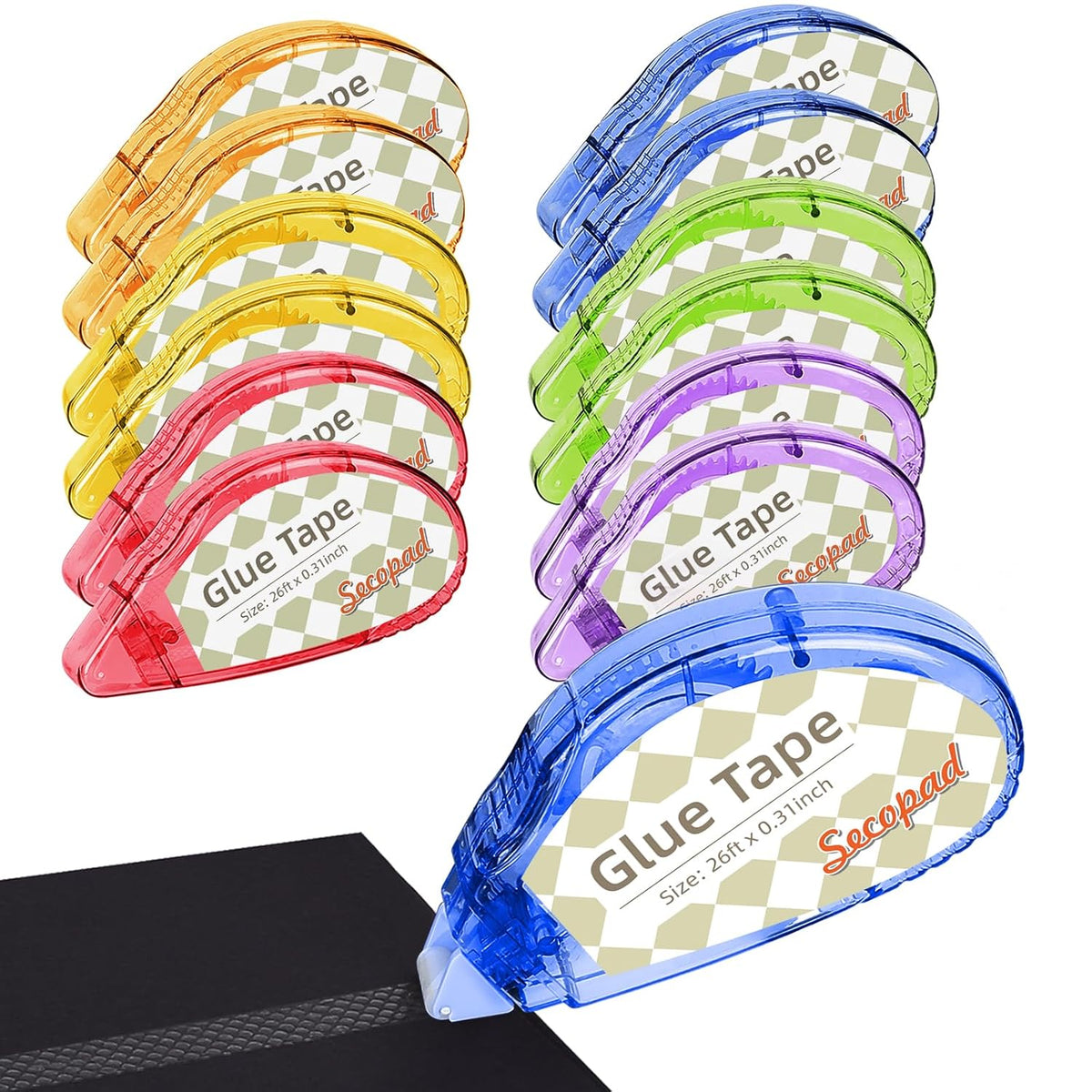 Secopad Scrapbook Tape, Glue Tape for Crafts, 4 Pack, Light-Colored Shell
